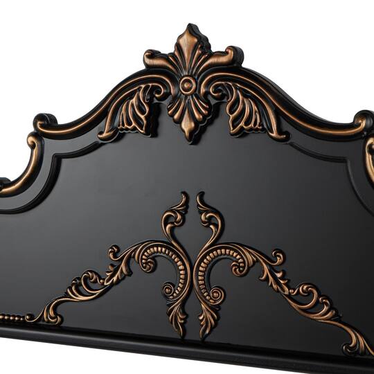 47" Black Wooden Scroll Beaded with Bronze Accents Wall Décor